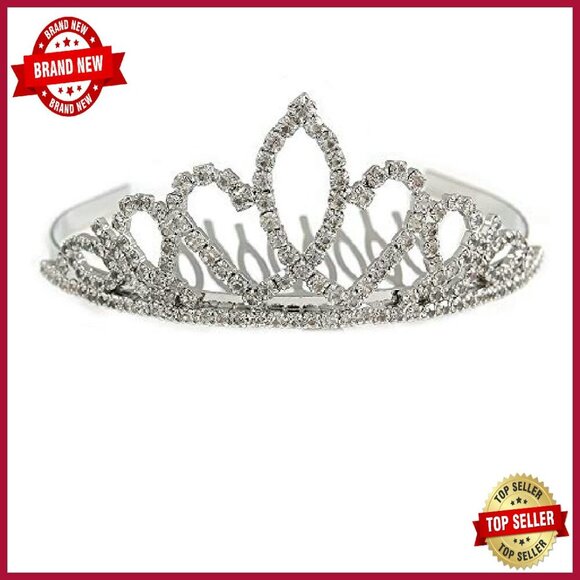 Silver Crystal Mini Tiara Hair Comb 85mm Bridal Prom Party main image 4
